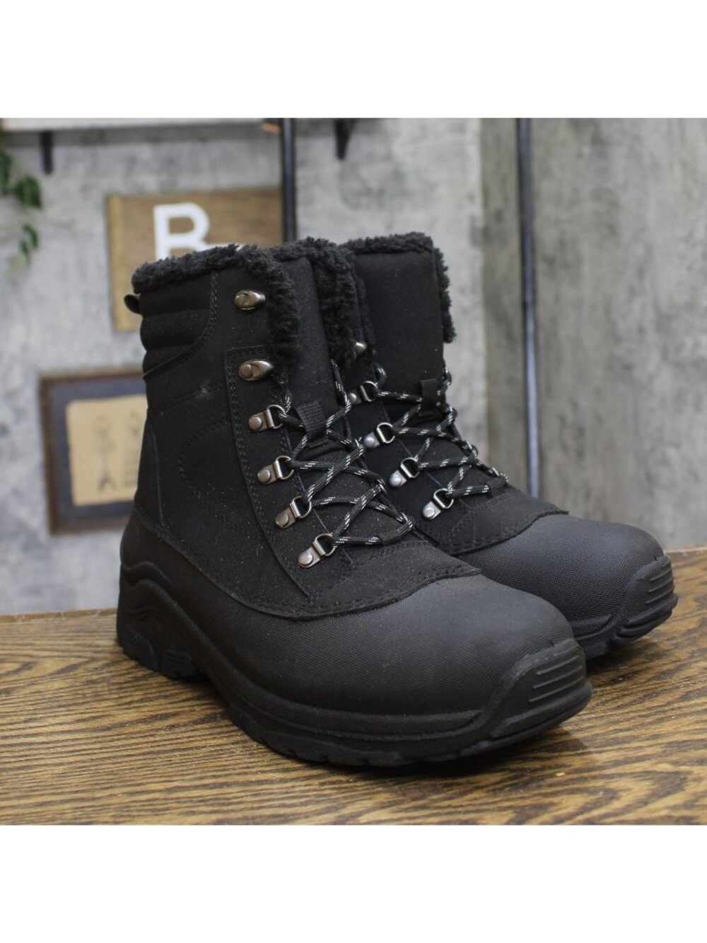 All In Motion Mens Blaise Snow Boots Lace Up 94637763 Black 10M